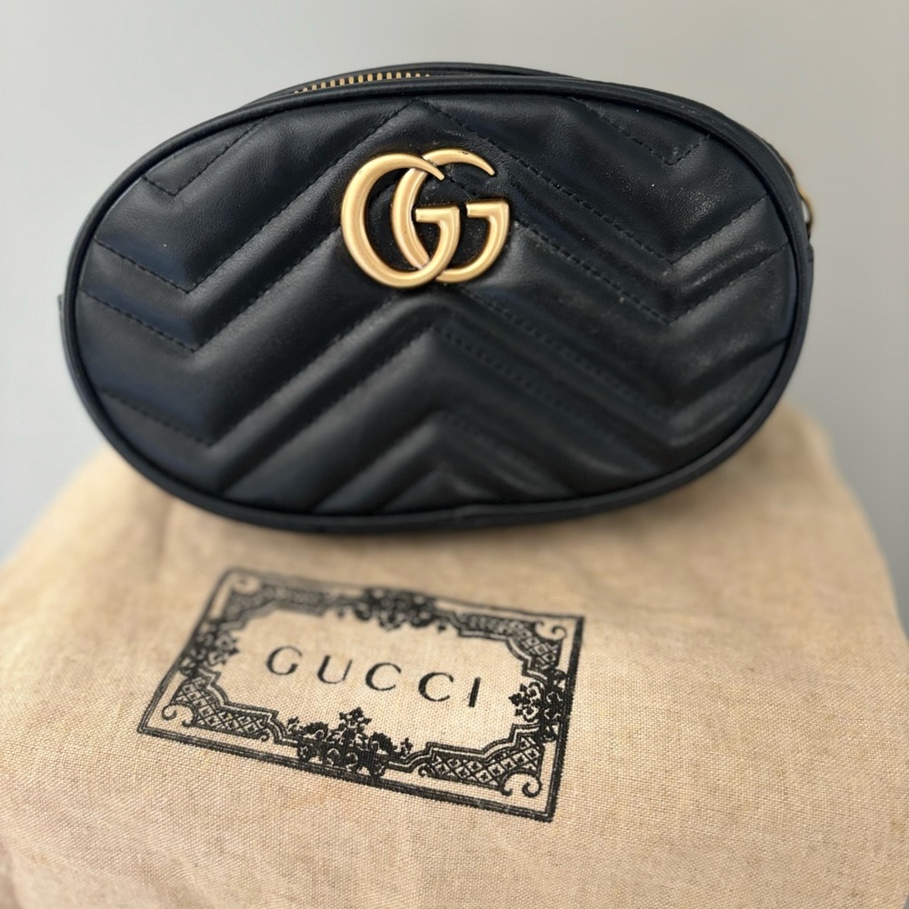 Gucci GG Marmont leather belt bag black